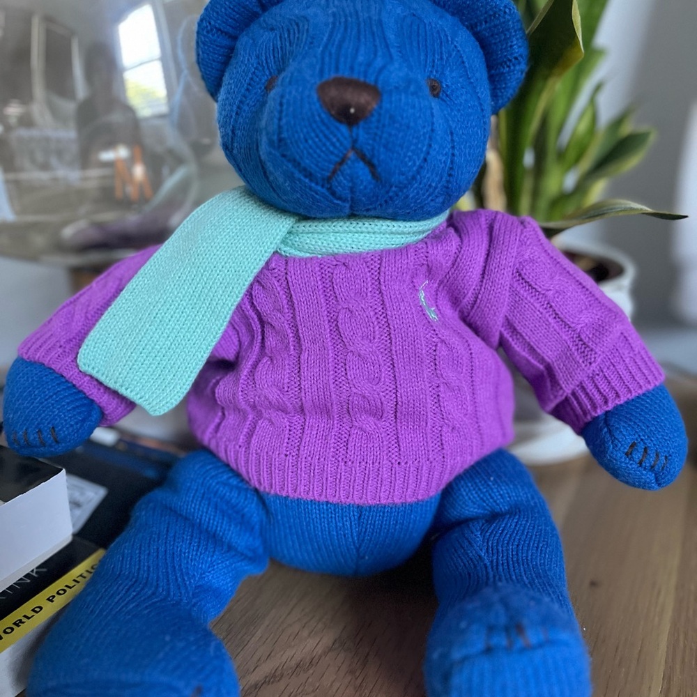 Polo by Ralph Lauren Blue and Purple Stuffed Teddy Bear